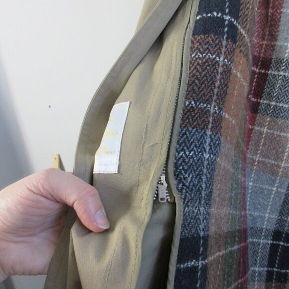 ROC Men Trench Coat Double Breasted Belted Long Jacket Overcoat 40R Khaki 1596 - Picture 8 of 16